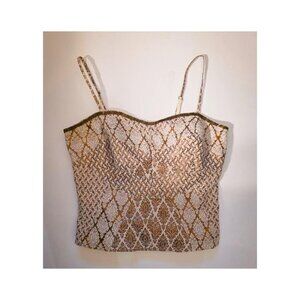 Free People Brocade Corset Bustier ✨ Gold Cream Tapestry Top